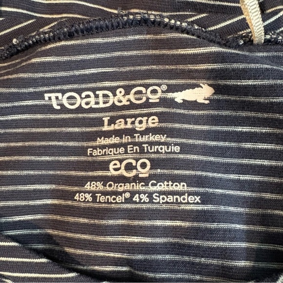 Toad & Co Navy Striped Stretch Knit Comfy Windmere Long Sleeve Dress Size Large - Picture 6 of 6